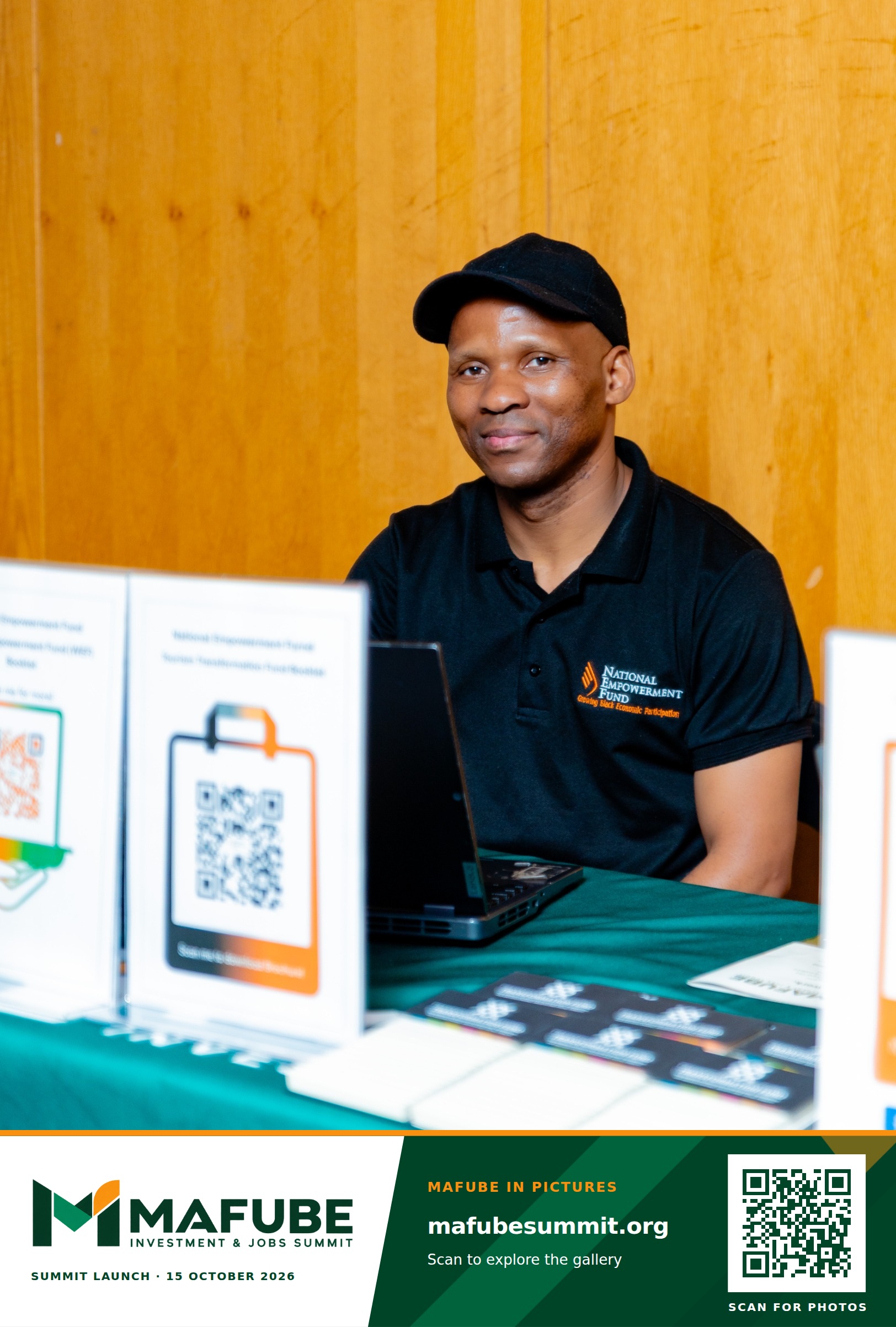 A moment from the summit launch programme, with the Mafube Investment & Jobs Summit photo footer