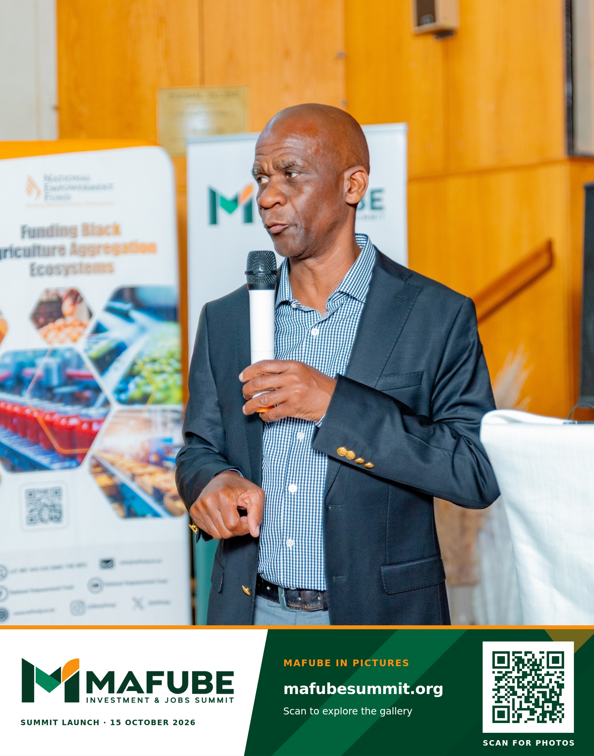 A moment from the summit launch programme, with the Mafube Investment & Jobs Summit photo footer