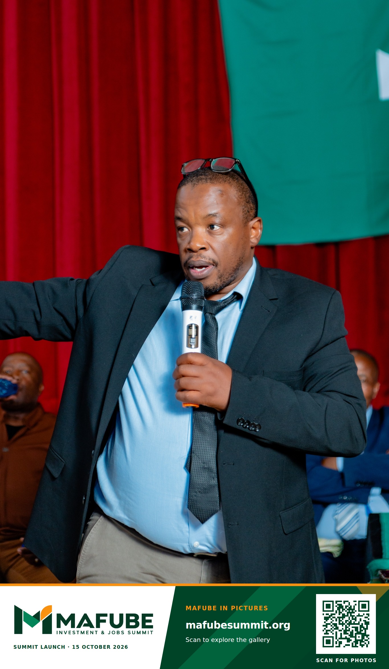A moment from the summit launch programme, with the Mafube Investment & Jobs Summit photo footer