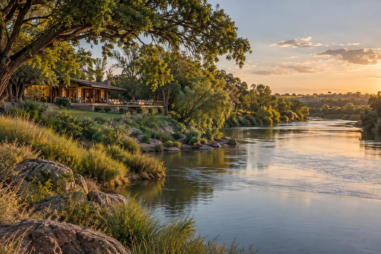 Illustrative riverside visitor setting